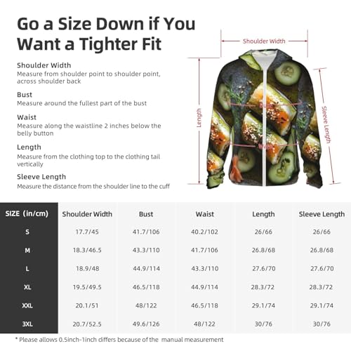 UPF 50+ Sun Protection Hoodie Long Sleeve Sushi Dill Pickles Sun Shirt Rash Guard Fishing Shirts for Men2