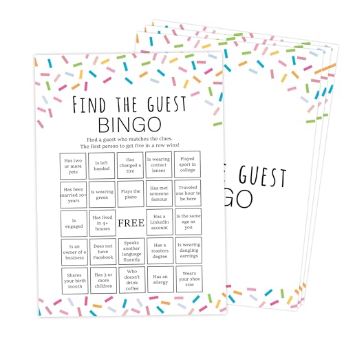 Sprinkle Find The Guest Bingo Game, Pack of 30 Game Cards, Sprinkle Baby Shower Game, Gender Reveal Party Decorations, Gender Neutral - KR46