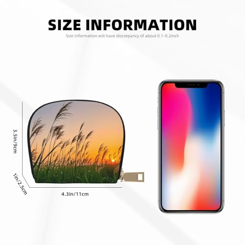 Through the Wild Grass Print Credit Card Holder, PU Leather Small Card Bag Wallets with Zipper for Women Men id Business Card3