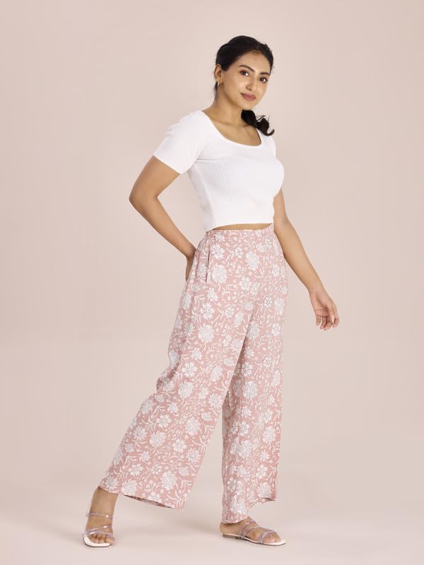 Image of GO COLORS Soft Viscose Printed Palazzo Full Length for Women| Breathable, Mid Rise