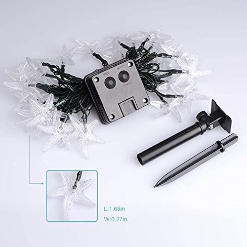 Wonfast Solar Starfish String Lights, Waterproof 23Ft 50Led Starfish Solar Powered Fairy String Lights 8 Mode For Outdoor Indoor Garden Home Wedding Party Christmas Lighting Decorations (White) #TOP6