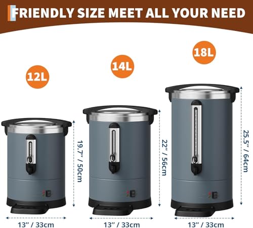 Image of 80-Cup Commercial Coffee Urn, 12L / 3.2Gal Double Wall Insulation Coffee Dispenser, Stainless Steel Hot Water Urn, Large Hot Beverage Dispenser with Automatic Temperature Control for Buffet Catering