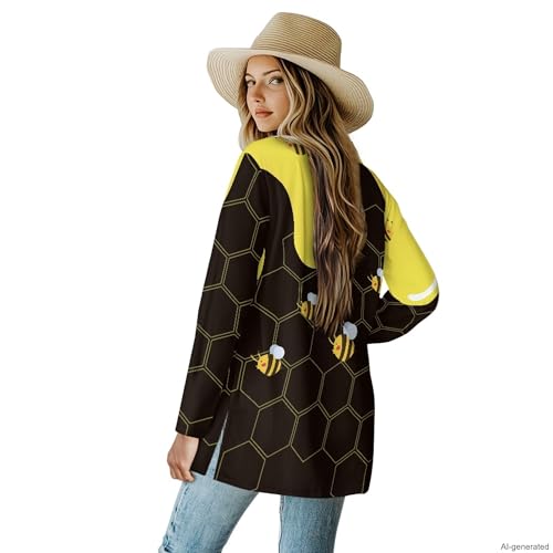 Image of Forchrinse Red Ladybug Cardigan for Women Causal Long Sleeve Open Front Cardigans Sweater Fashion 2024 Fall Coat with Pockets