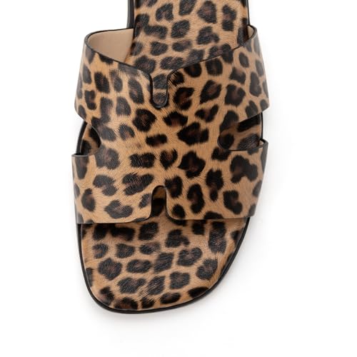 Image of Rihero Flat Sandals Women Dressy Comfortable Slip On Leather Slide Sandals