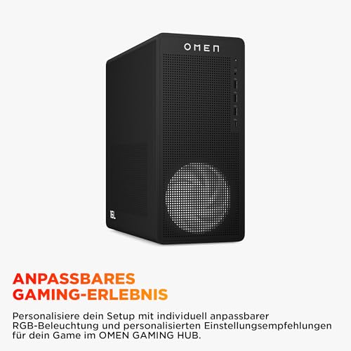 HP Omen 16L Gaming Desktop TG03-0257ng, Intel Core i5-14400F, NVIDIA GeForce RTX 5060 8 GB GDDR7, 16 GB DDR5 RAM, 1 TB PCIe Gen4 SSD, Windows 11 Home, Wi-Fi 6, Schwarz
