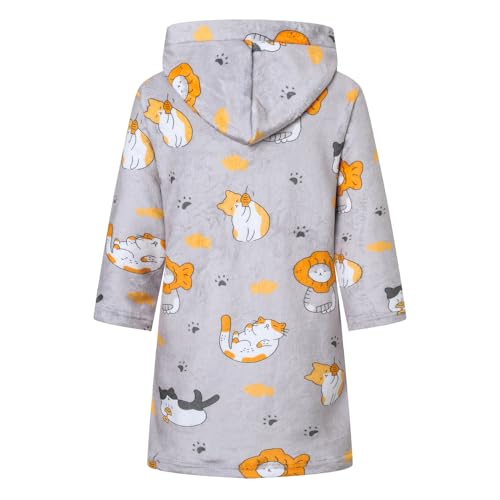 Image of Kids Bathrobe Hooded Plush Fleece Robe for Girls Boys