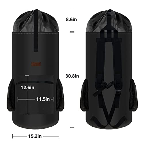 Enyur Laundry Bag Backpack With Adjustable Shoulder Straps College Laundry Bags Extra Large Travel Laundry Bag Heavy Duty Dirty Cloths Laundry Backpack Bag Black/120L #TOP4