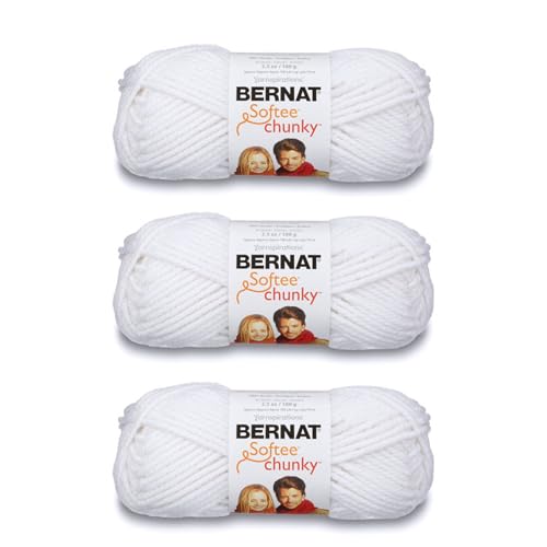 Image of Bernat Softee Chunky 3-Pack Yarn, 2.8oz, Super Bulky 6 Gauge - White - Machine Wash & Dry