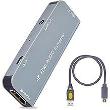 GINTOOYUN 4K HDMI Audio Extractor, HDMI to HDMI and Audio Splitter, HD Video to 3.5mm Audio Converter, Support HDMI 4K, 3D, HDM 1.4b and DVI 1.0