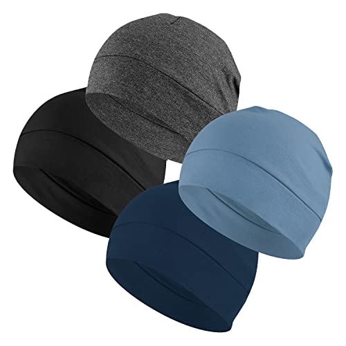 Image of Headshion Cotton Skull Caps for Men Women,2-Pack Lightweight Beanie Sleep Hats Breathable Helmet Liner