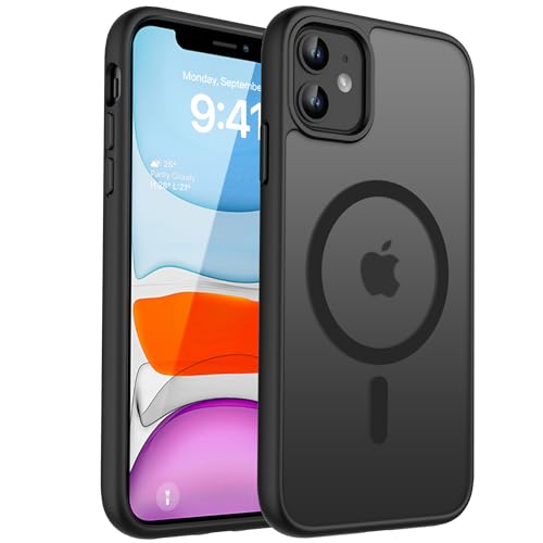 CACOE für iPhone 11 Hülle Kameraschutzend Kompatibel mit MagSafe Stoßfest Kratzfest Magnetisch Rückseite Handyhülle für iPhone 11 Case Transluzente