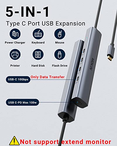 Image of USB C Hub,10Gbps USB C Splitter with 4*USB C 3.1, 100W PD Ports, USB C to USB C Hub Multiport Adapters for MacBook Pro /Air M2 M1, iPad, Surface Pro,Dell, HP,Lenovo(Not Support Extend Monitor)