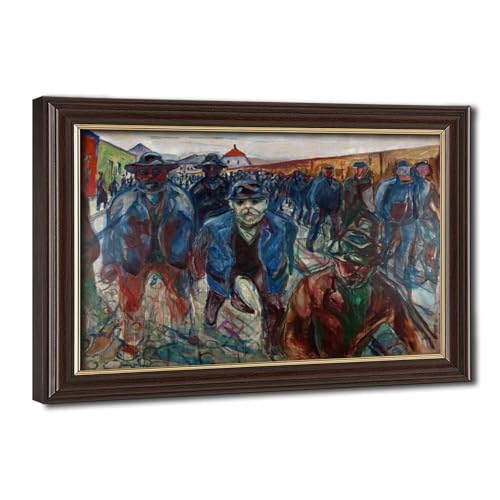 Toile Workers on Their Way Home par Edvard Munch avec cadre suspendu premium