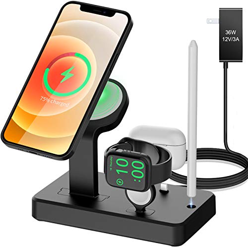 HATALKIN 36W Charger Stand Compatible with Magsafe Charger Apple Watch AirPods/Pro iPhone 12/Pro/Max/Mini Accessories Charging Station Holder Desk Dock Base Mount(Magsafe iWatch Charger Not Included)