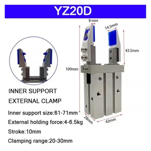 Mandrin de serrage pneumatique Yz20d à support élargi pour fixation stable 10-25D