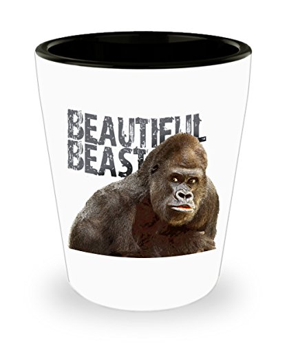 mmandiDESIGNS Gorilla Shot Glass Personal Female or Male Small Present 1.5 oz Ceramic Drink Jigger