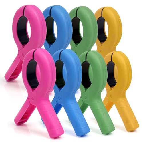 XYGK 8 PCS Beach Towel Clips for Sun Loungers and Sunbeds - Large Beach Towel Pegs Strong Grip Non-Slip Windproof Clothes Pegs for Beach Loungers Laundry Pool Chairs