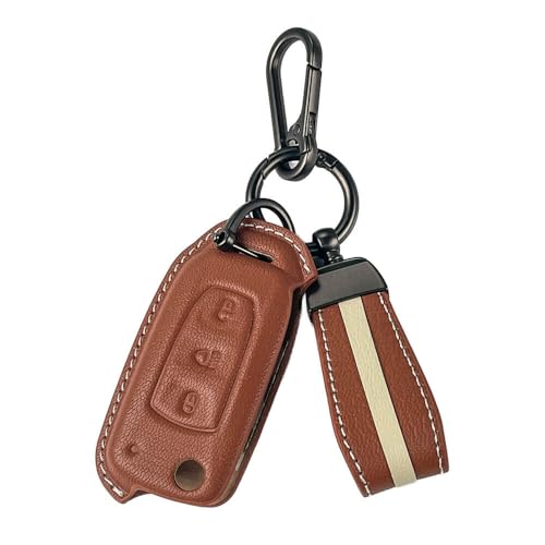 Image of keyzone royal leather key cover for Tata Curvv, Nexon, Harrier, Altroz, Punch, Safari, Tigor, Tiago, Zest, Bolt 3 button flip key