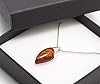 LIGURIUS NATURAL BALTIC AMBER STERLING SILVER 925 NECKLACE Cognac PENDANT Gemstone For Women & Silver Adjustable CHAIN Snake 45cm - 50 cm, Gift set #4