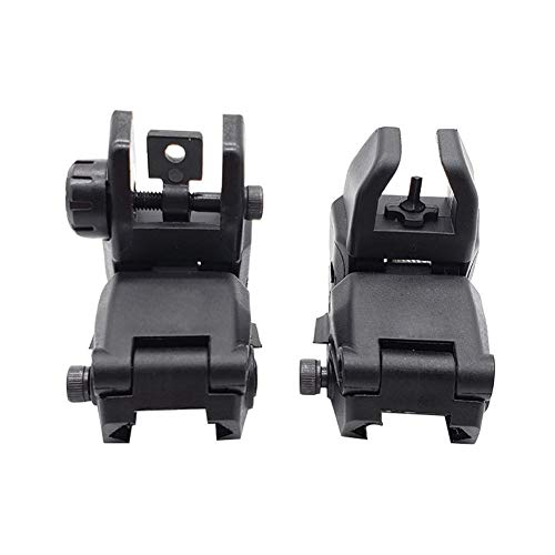 ASGV 2pcs Flip Up Backup Battle Sights Picatinny Mount AR Pattern Flat-top Upper Co-Witness Iron Sights BUIS (Black)