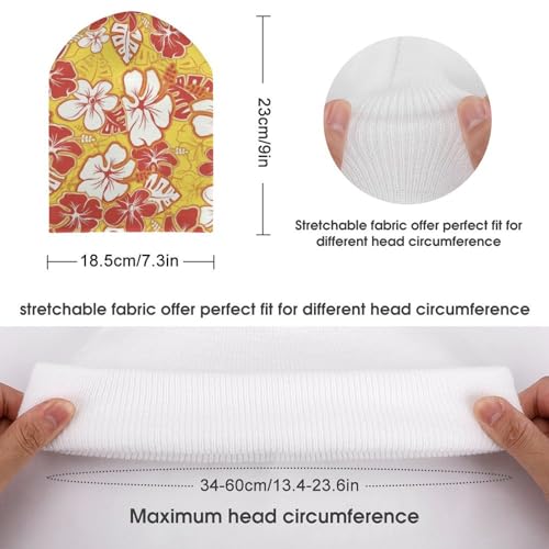Tropical Hawaiian Flower Pattern Kids Beanie Hat for for Girls Boys Children Cap Winter Knitted Chemo Cancer Headwear Accessories Gifts Decoration Black2