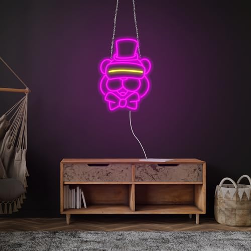 Image of GTOTd Purple Pink Bear Wall Art Lamp Led Neon Sign. Christmas Classroom Bedroom Decor Gift Merch Party Supplies for Sign Wall Decorative USB Powered Night Light Living Room Shop Bar