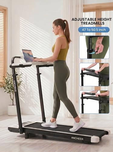 Image of ANCHEER Treadmill with 12% /15% Incline, Folding Walking Pad with Handle Bar, 320-450lb Capacity Under Desk Foldable 3.5HP Treadmills for Home /Office /Gym,Installation-Free
