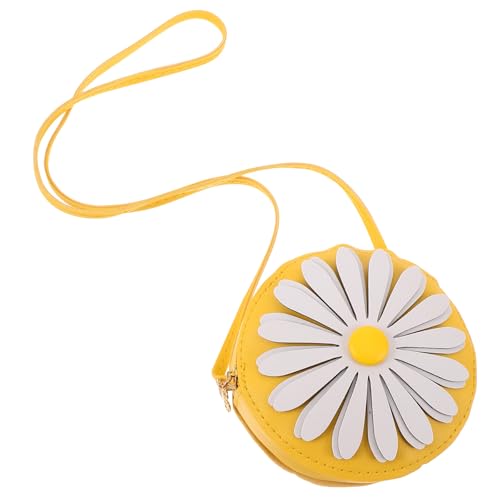 LOGOFUN 3pcs Charming Daisy Pu Crossbody Bag for Little Girls Decorative Lightweight Coin Purse for Everyday Use Yellow3