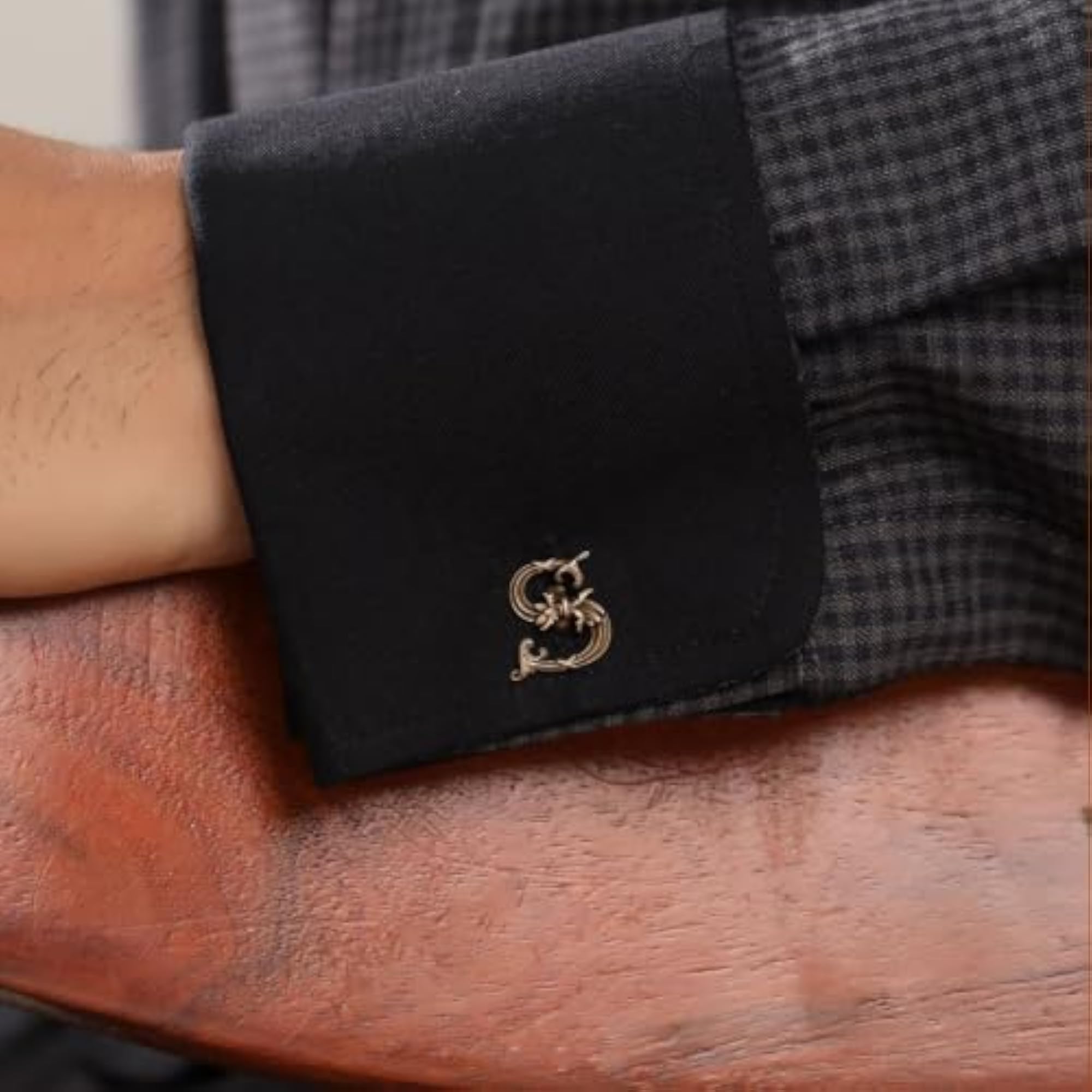 Brass Royal Alphabet S Cufflinks for Men