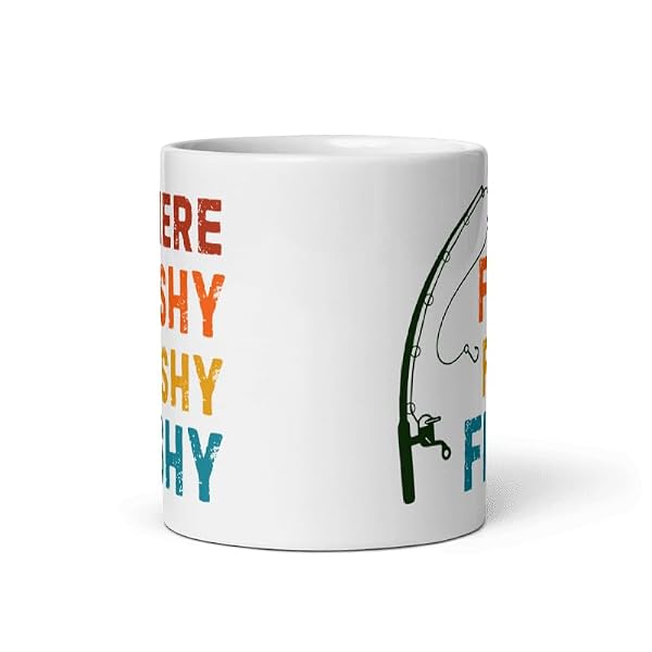 Funny Saying Here Fishy Fishy Fishy Coffee Mug Ceramic 11 oz Sarcastic Gift Fisherman Gift for Grandpa Dad Mug Women Gift Men Fishing Joke Quote Mug Grandfather Gag Pun by Teegarb Letter Blanket - Image 3