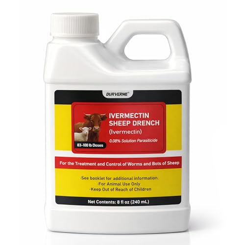 DURVMED Ivermectin Liquid Dewormer for Cattle & Sheep Livestock Parasite Control Cattle Dewormer Sheep Dewormer Mite Nematode Roundworm & Lungworm Support 8 fl oz