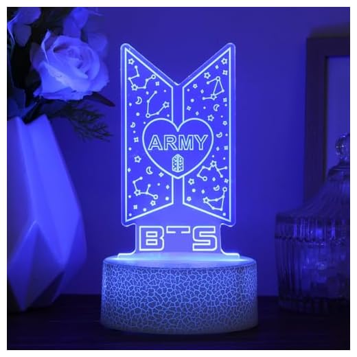Bangtan Boys LED Night Light & 7 Colors Touch Adjustable Night Light Bedroom Decor for Army Fans Gifts