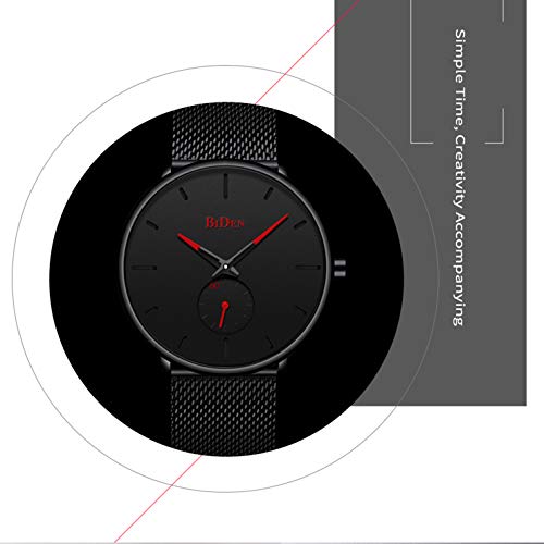 Mens Watches Fashion Simple Minimalist Waterproof Quartz Analog Watch Designer Luxury Business Classic Wrist Watch - Red