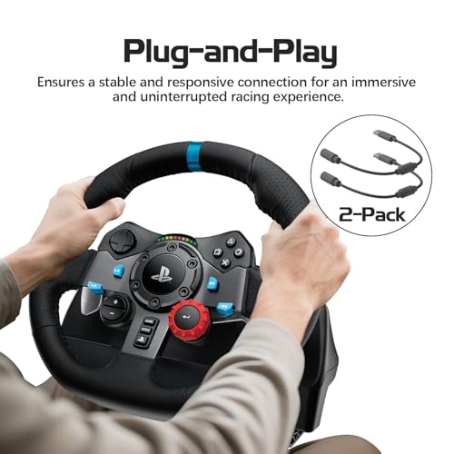 USB Breakaway Cable Compatible with Logitech G920 G923 G27 G29 Driving Force,for Thrustmaster Ferrari 458 Spider Racing Wheel Cord, Guitar Hero & Xbox USB Plug（2 Pack） by Cordro - Image 6