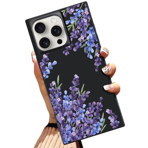 Gukalong Magnetic Case for iPhone 16 Pro Max 6.9 Inch (Compatible with MagSafe) Lavender Purple Floral Flowers Black Phone Cover Reinforced Corners Shockproof Protective Anti-Scratch Case for Women by Gukalong - Used condition - US$14.85