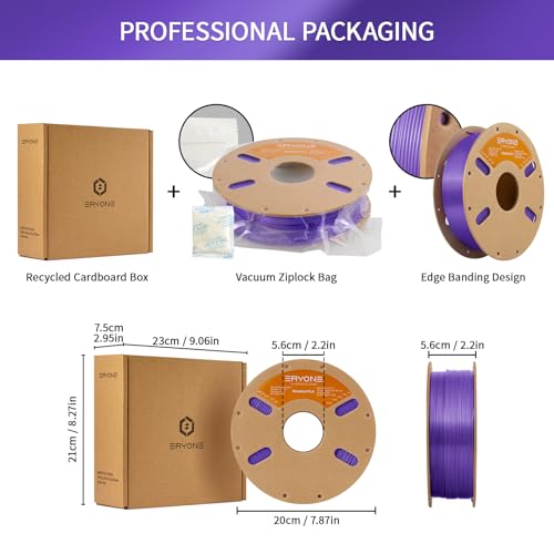 Image of ERYONE PLA Filament 3D Printer PLA Filament 1.75mm + /- 0.03mm, PLA Filament 1KG Cardboard Spool(2.2LBS), Dark Purple