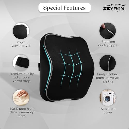 Image of Premium Car Neck Rest Pillow with 3-Year Warranty | Ergonomic Memory Foam Neck Pillow for Car | Exquisite Neck Rest with Elegant Packaging | Black with Grey Piping (Pack of 1)