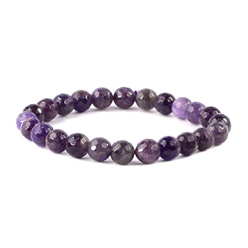 Image of Reiki Crystal Products Certified Natural Crystal Stone 8 mm Faceted /Diamond Cut Beads Bracelet for Men & Women | Reiki Charged Gemstone Bracelet | Multiple Crystal Variants Available