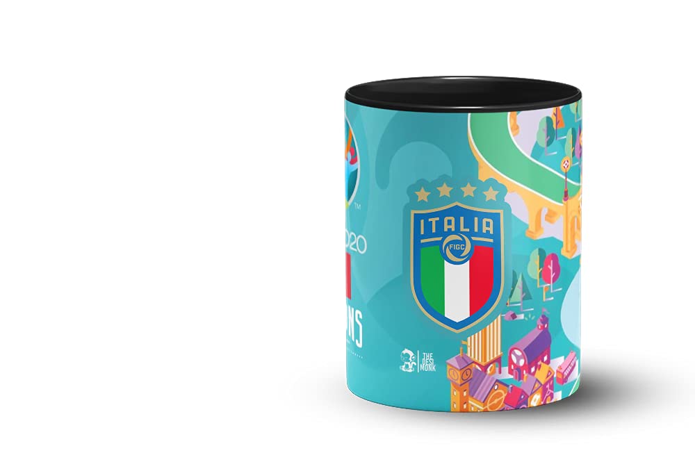 The Desi Monk Euro Cup 2021Inside Black Mug with Print | Football Coffee Mug Italy Printed Coffee Mugs for Coffee Lovers | 330 ml, Microwave & Dishwasher Safe| cm- 353