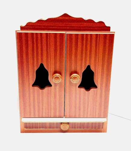 Fully Handmade beautyfull Small Wooden Home and Office Temple/Pooja Mandir Pooja ghar (Brown) 46cm x 38 x 22-8.5kg Weight