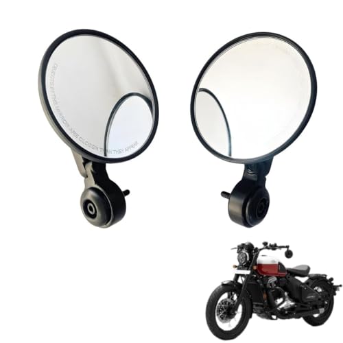 Image of ANSARI'S Trader Motorcycle Anti Glare Handlebar Bar End Mirrors Rear view Round Mirror Foldable and Adjustable Mirror Set of 2 Black Suitable For Jawa 42 Bobber