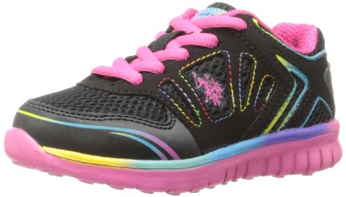 U.S. Polo Assn. Blast Running Shoe (Toddler),Black/Fuchsia/Multi,10 M US Toddler