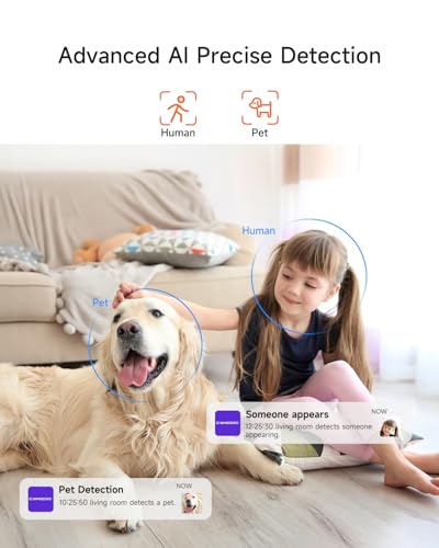 2 Pack 2.5K Cameras for Home Security, Non-Subscription AI Human/Pet/Crying Detection, 4MP Dog/Cat/Pet Camera Indoor with Phone App, Pan Tilt 2.4G WiFi Indoor Cameras, IR Night Vision, 2-Way Audio - Image 4