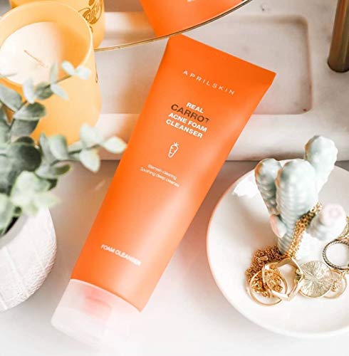 APRILSKIN Carrot Acne Foam Cleanser | Oily, sensitive, acne-prone skin | Deep cleans, controls sebum & relieves acne with BHAs | 4.05 oz | Cruelty-Free, No sulfates and artificial fragrance