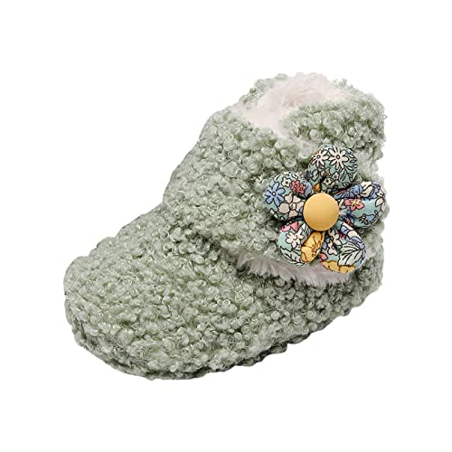 Baby Fleece Booties Girl Boy Cozy Slippers Socks Shoe Infant Non Slip First Walking Shoes Newborn Fuzzy Winter Boots (Green, 0-3 Months)