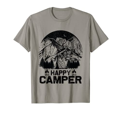 Happy Camper Retro Vintage Divertido Camping Crew Camiseta