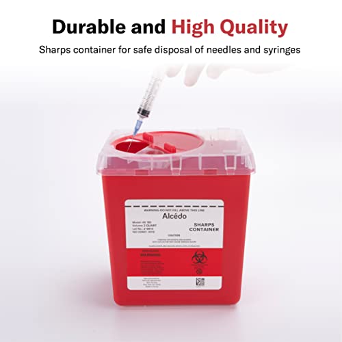 Alcedo Sharps Container for Home and Professional Use 2 Quart (3-Pack), Biohazard Needle and Syringe Disposal, Medical Grade - Image 3