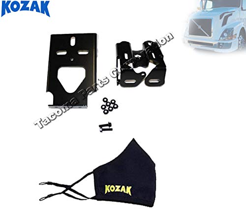 Kozak Aftermarket Replacement Direct Fit Bumper Bracket Set (Part Number: 82722750 and 82721541) For Volvo VNL 2004+ Semi Trucks PLUS 1x Kozak Face Mask