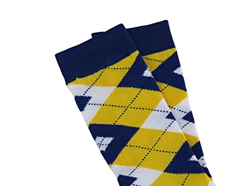 Argyle Men's Cotton Blend Dress Socks Yellow Navy Blue Size 7-133