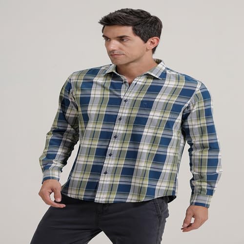 Image of BASICS 100% Cotton Checked Shirt for Men | Slim Fit | Everyday Smart Casual Wear | Full Sleeve